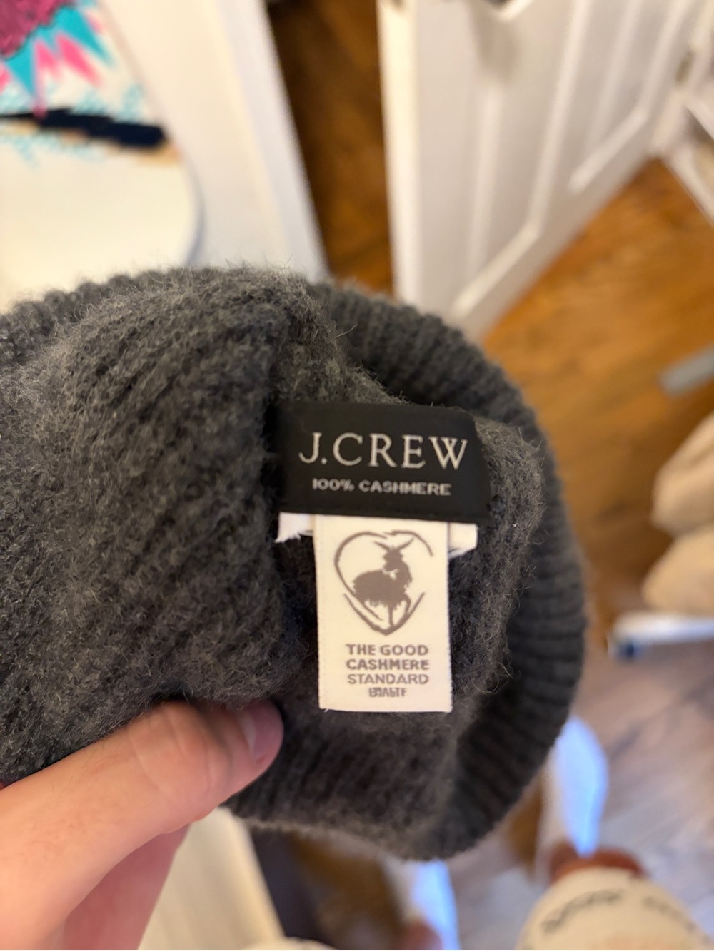J. Crew Men's Cashmere Turtleneck Beanie - Charcoal